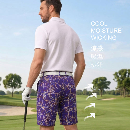 紫色繩紋高爾夫短褲