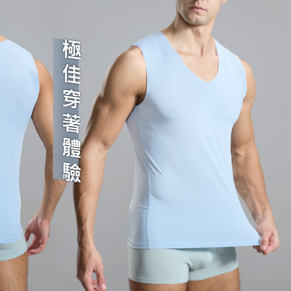 冰絲酷涼吸排速乾男寬肩背心