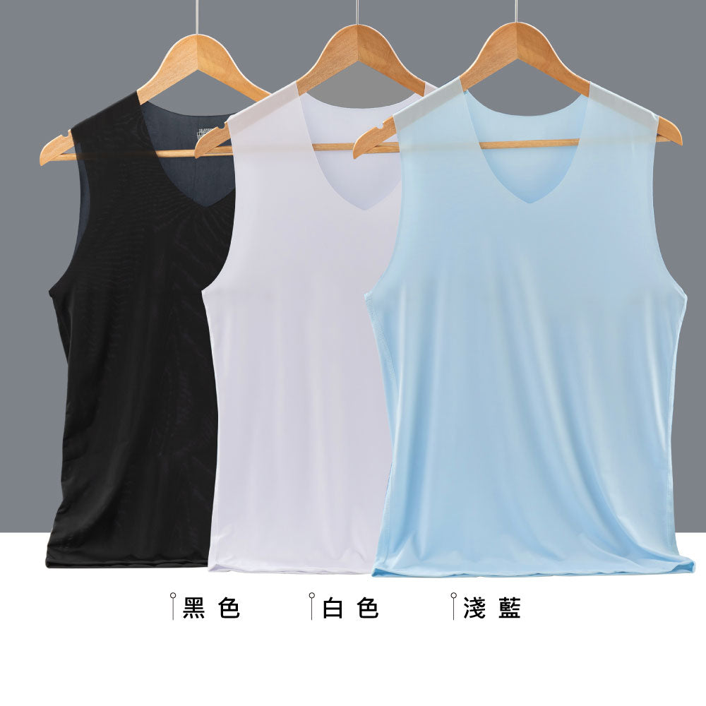 冰絲酷涼吸排速乾男寬肩背心