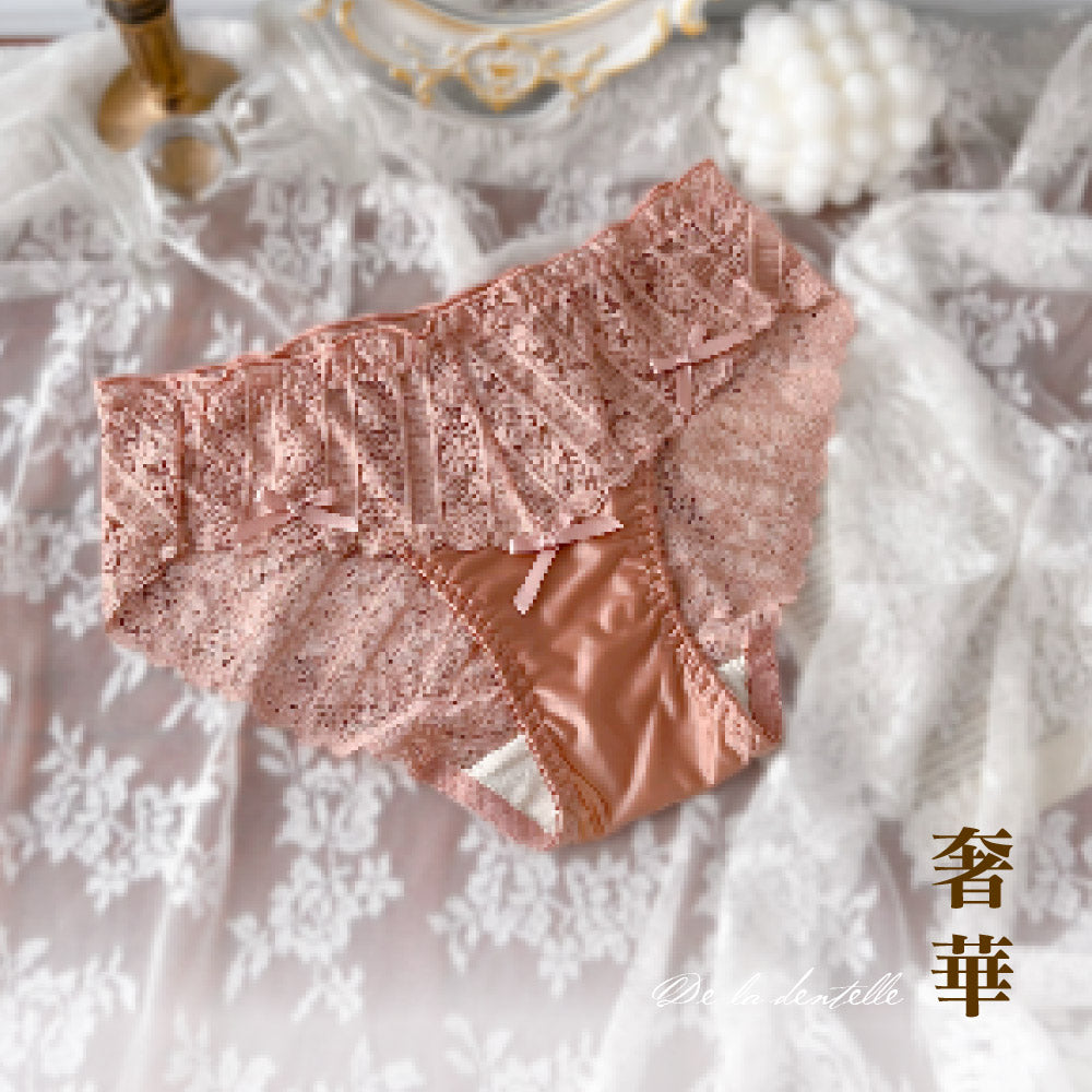 FITVEL 法式奢華緞面蕾絲包臀內褲