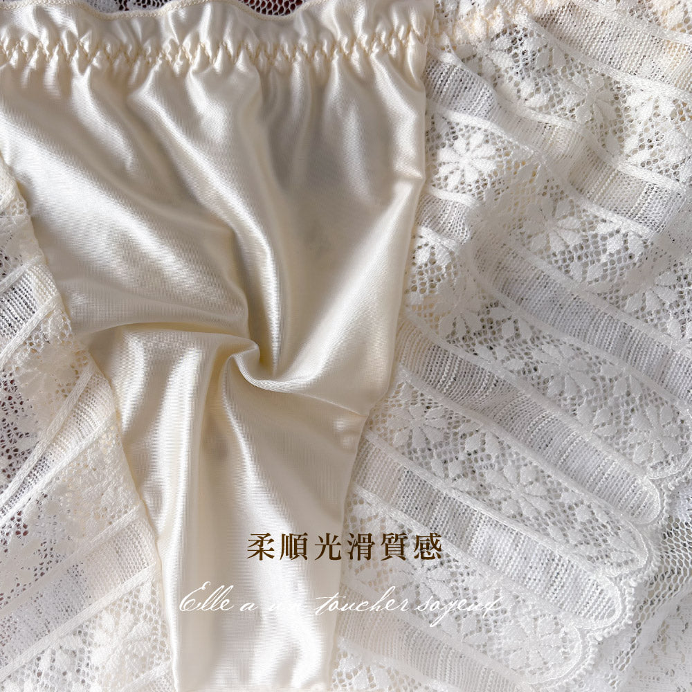 FITVEL 法式奢華緞面蕾絲包臀內褲