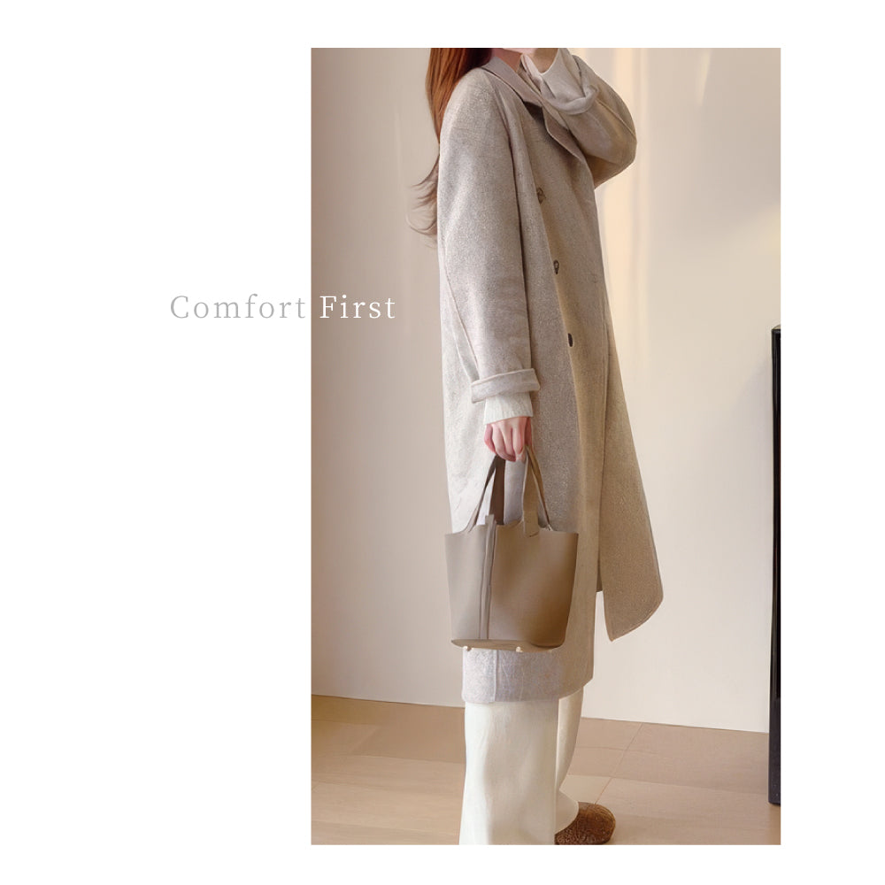 頂級駱駝絨蠶絲中長版大衣