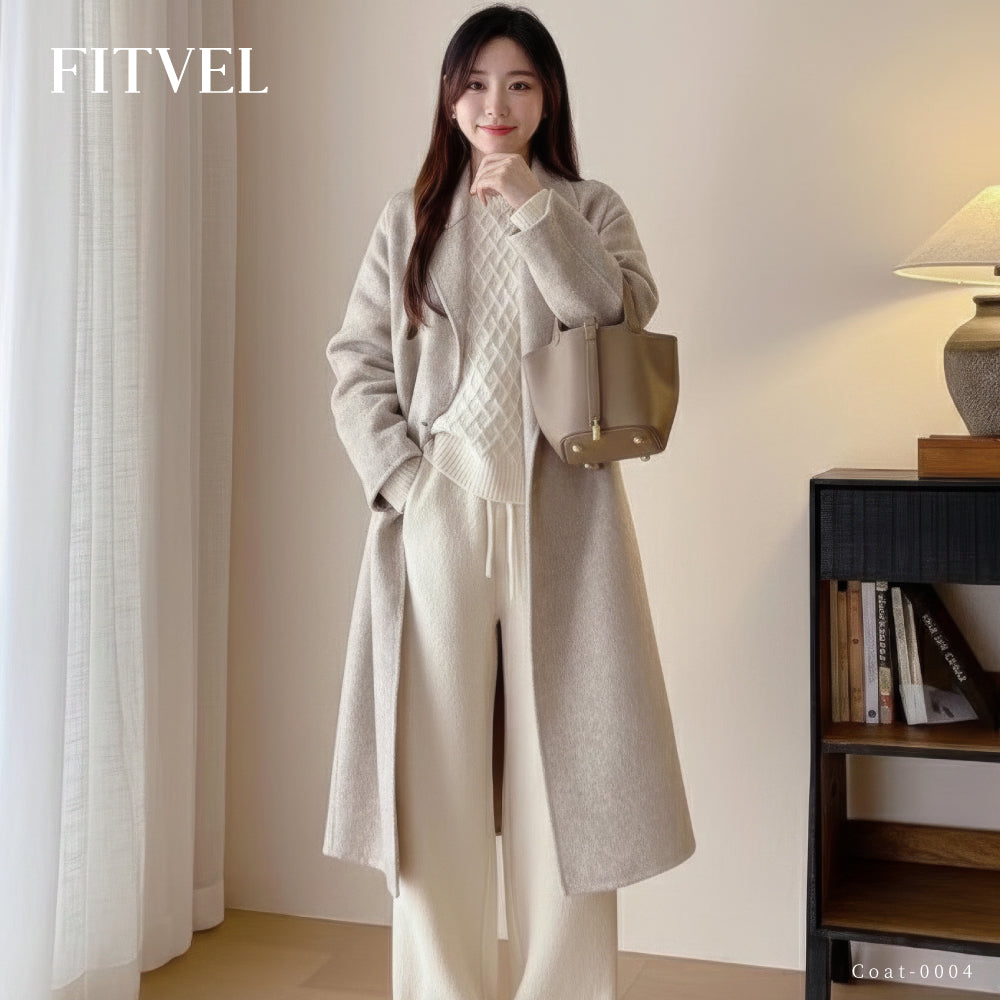 頂級駱駝絨蠶絲中長版大衣