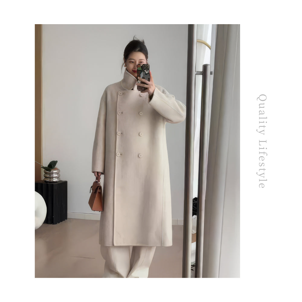 山羊絨羊毛雙面輕奢女韓版大衣