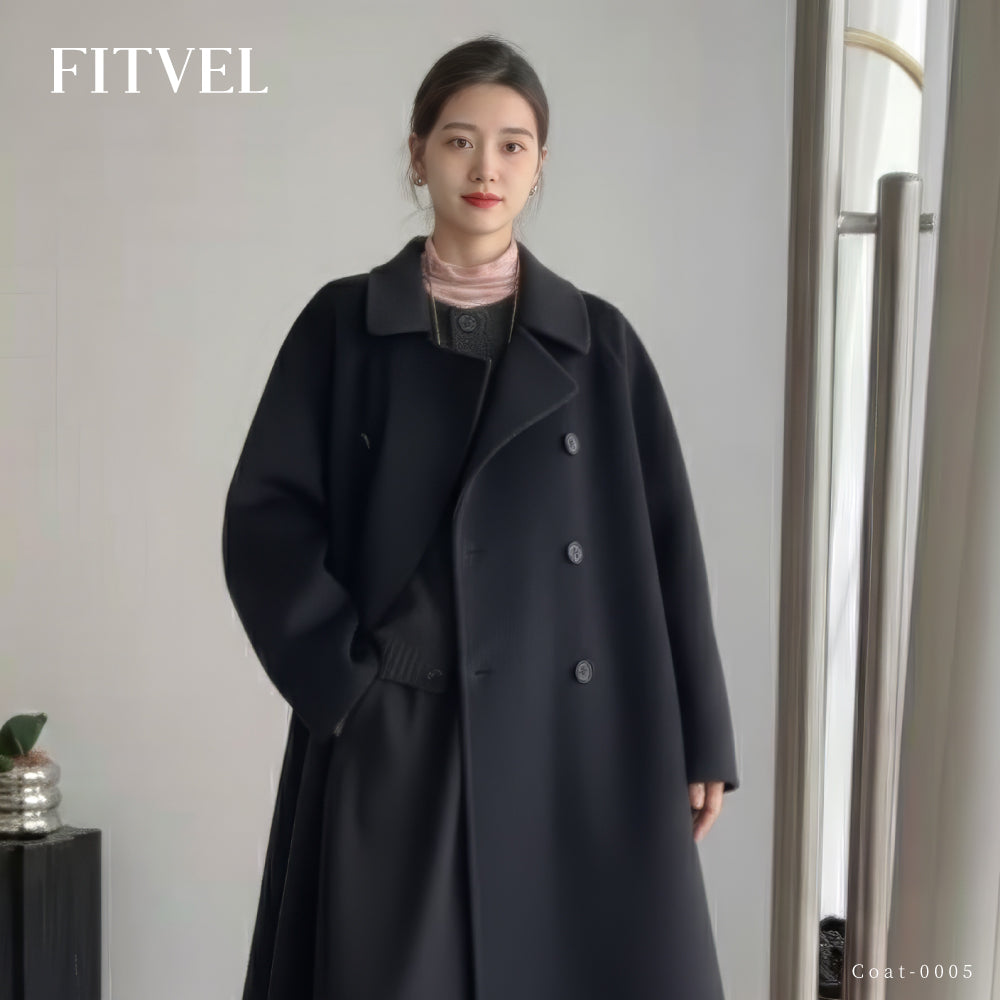 山羊絨羊毛雙面輕奢女韓版大衣