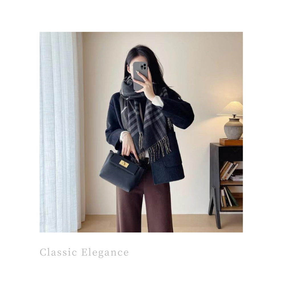 北歐簡約羊毛雙面短版外套