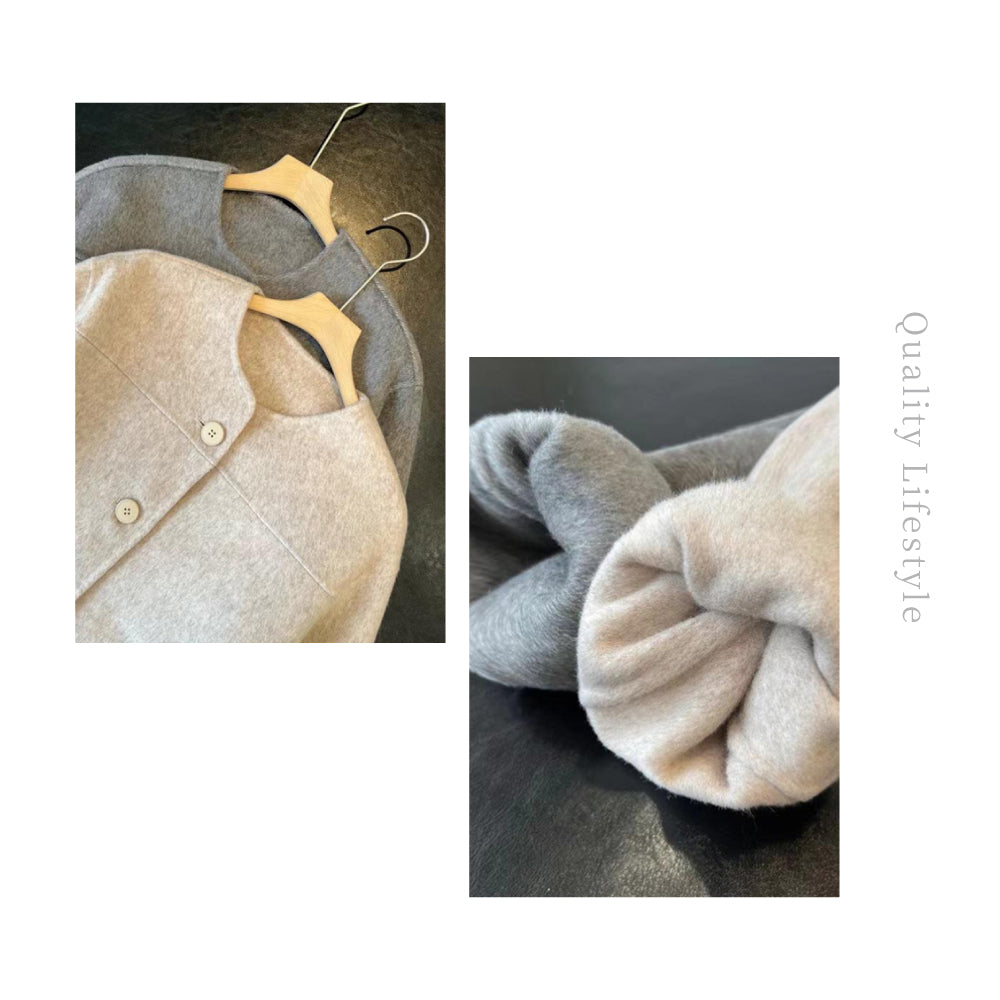 北歐簡約羊毛雙面短版外套