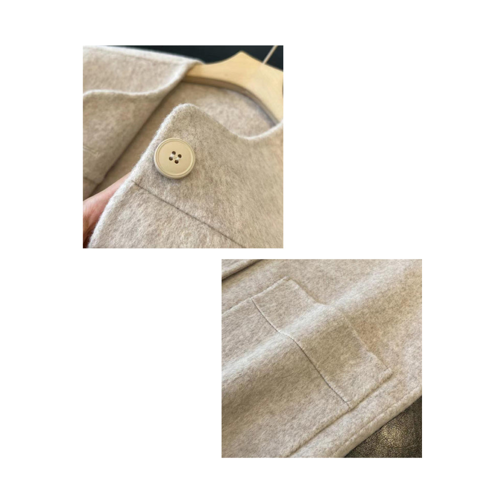 北歐簡約羊毛雙面短版外套