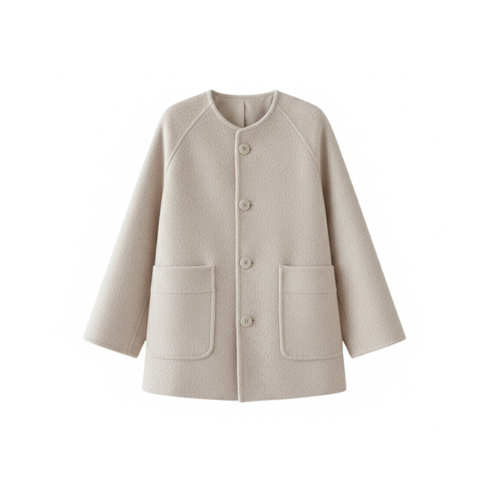 北歐簡約羊毛雙面短版外套