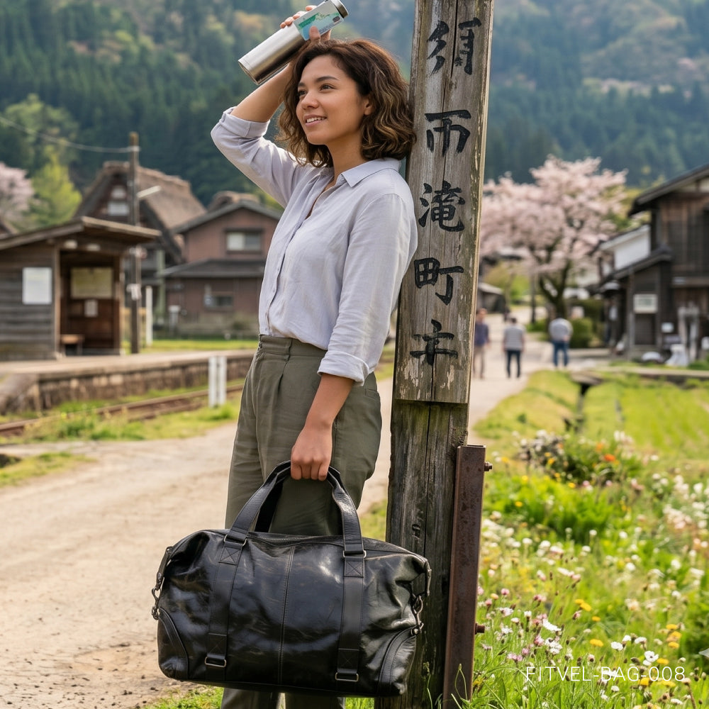 波士頓皮革旅行袋