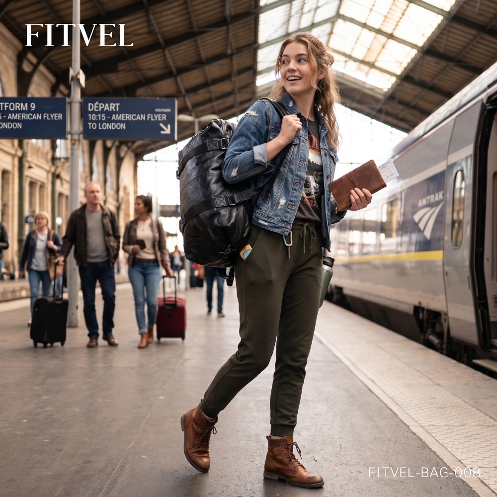 波士頓皮革旅行袋