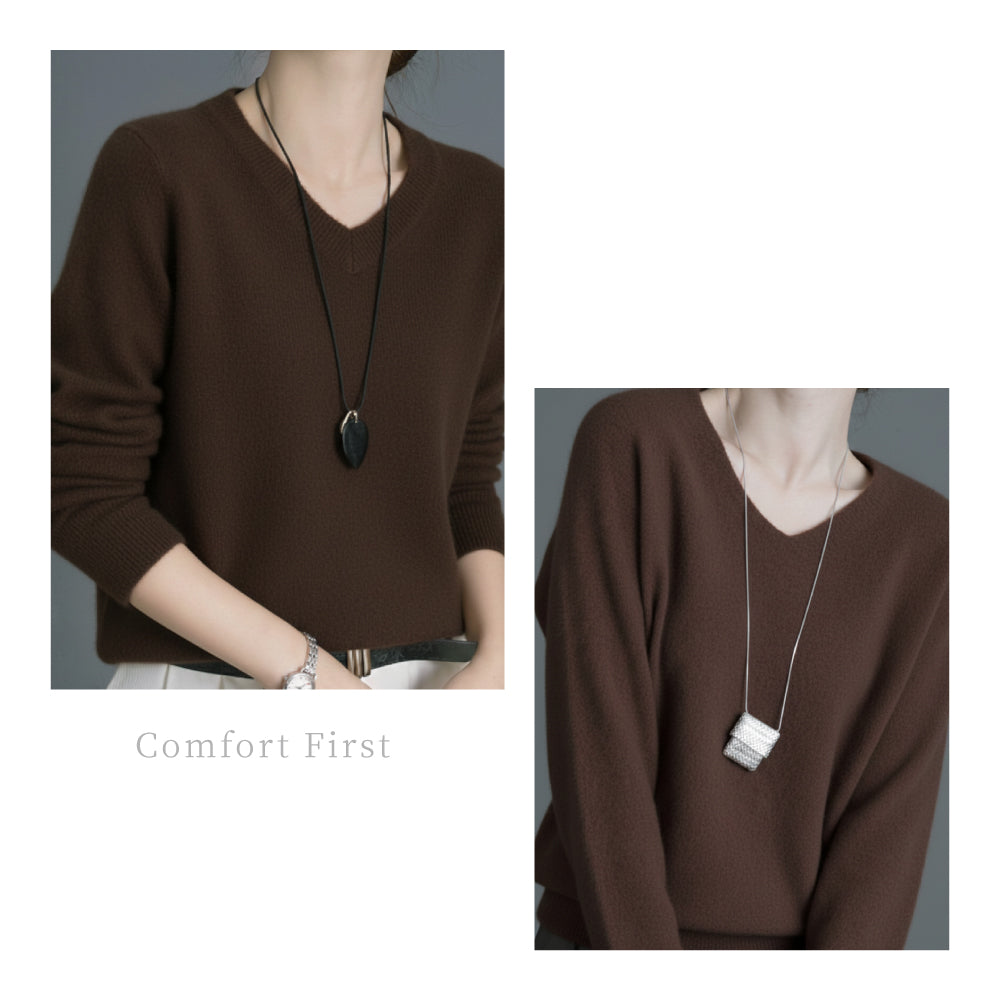 頂級羊絨羊毛V領衫