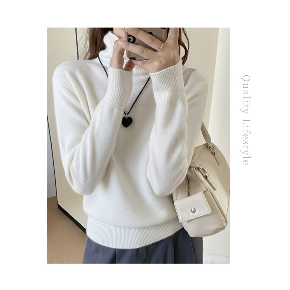 頂級羊絨綿羊毛高領上衣