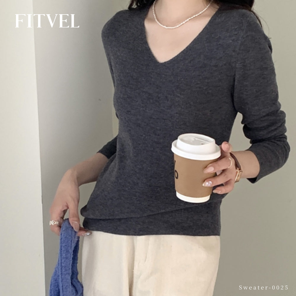 高級百分百美麗諾羊毛V領衫