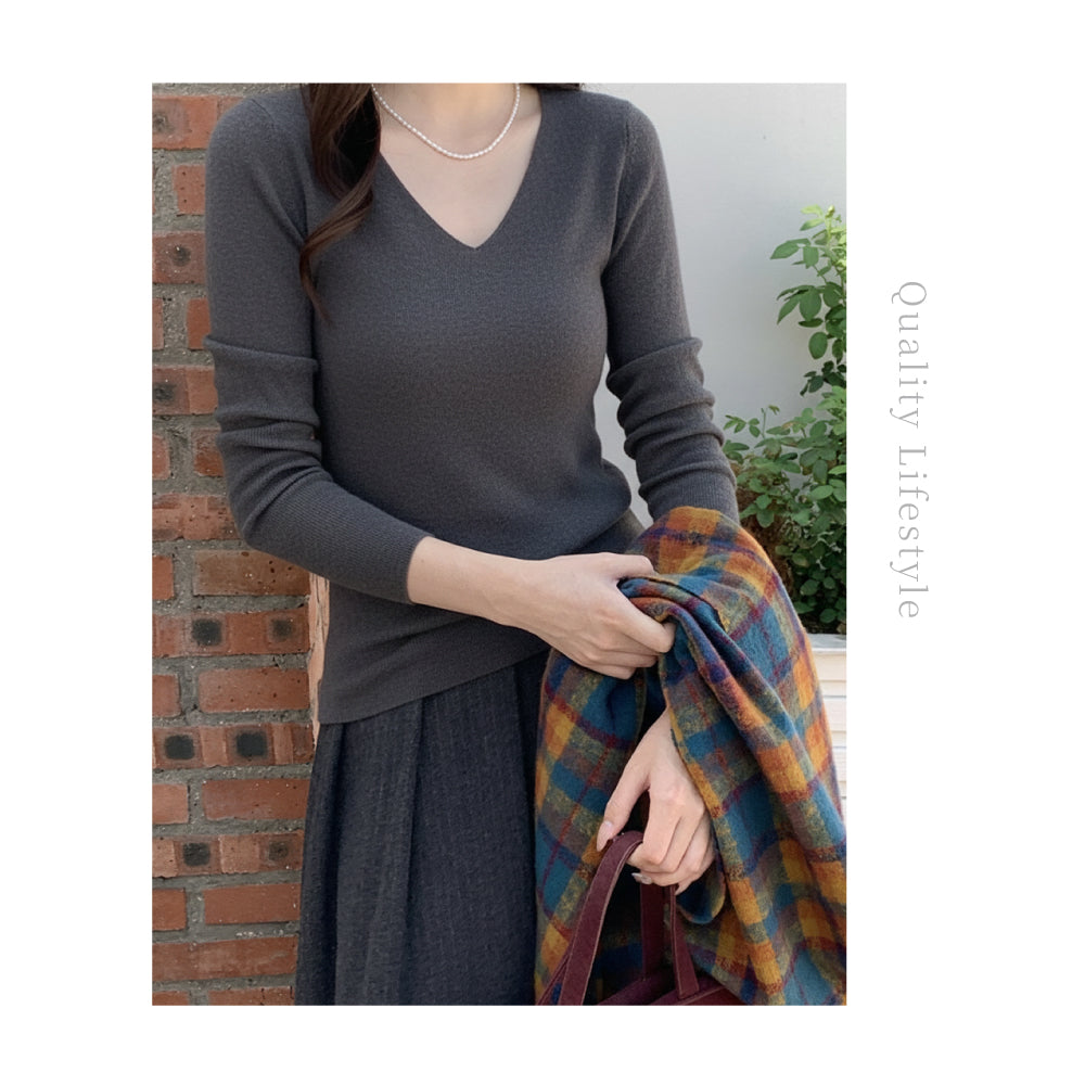 高級百分百美麗諾羊毛V領衫