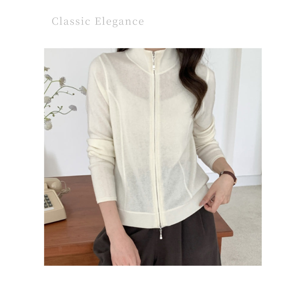 高級百分百美麗諾羊毛拉鍊開襟衫