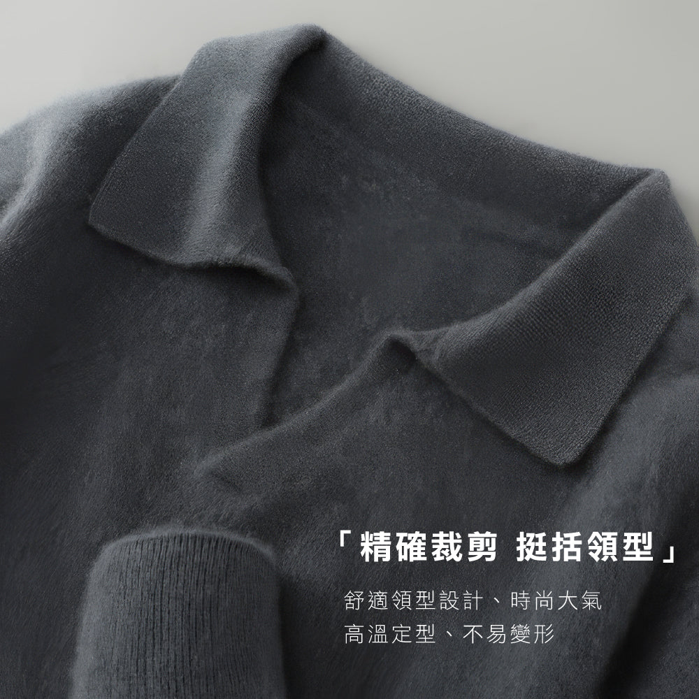 百分百頂級男翻領羊毛衫