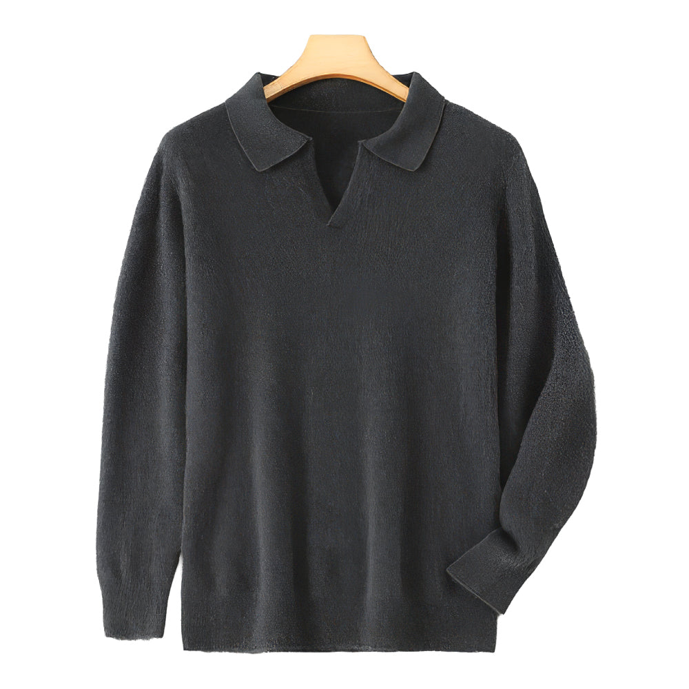 百分百頂級男翻領羊毛衫