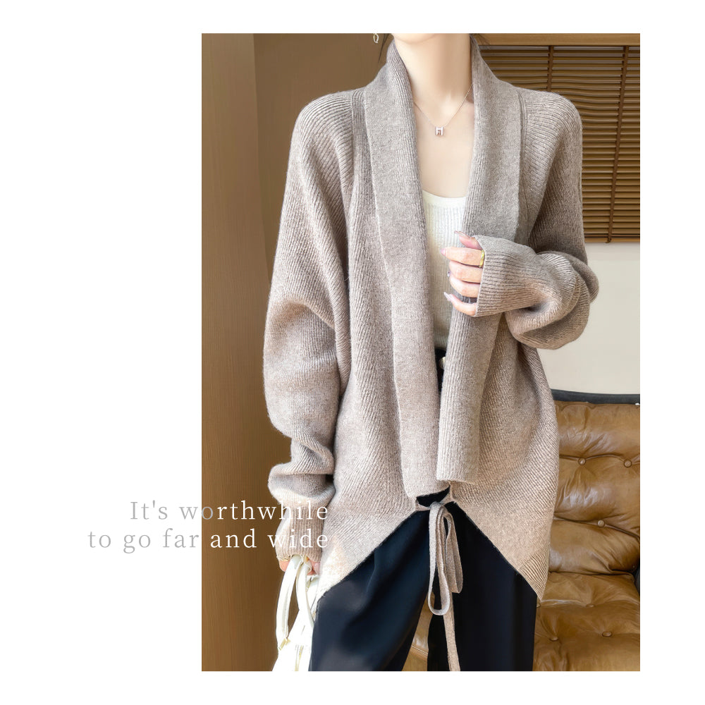 百分百頂級羊毛針織開衫披肩衫