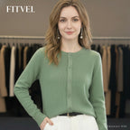 百分百頂級羊毛圓領開扣衫