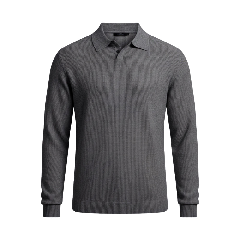 男款翻領修身針織衫