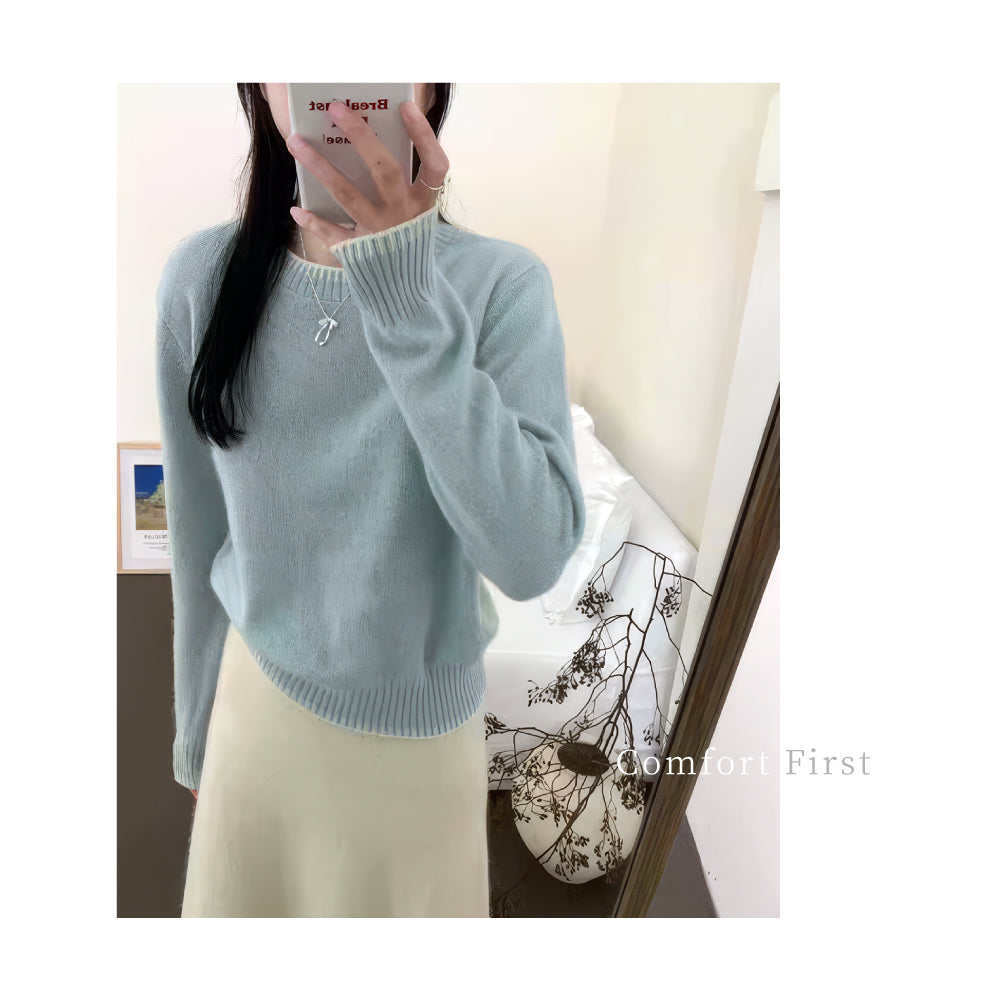 百分百頂級羊毛氣質圓領針織衫