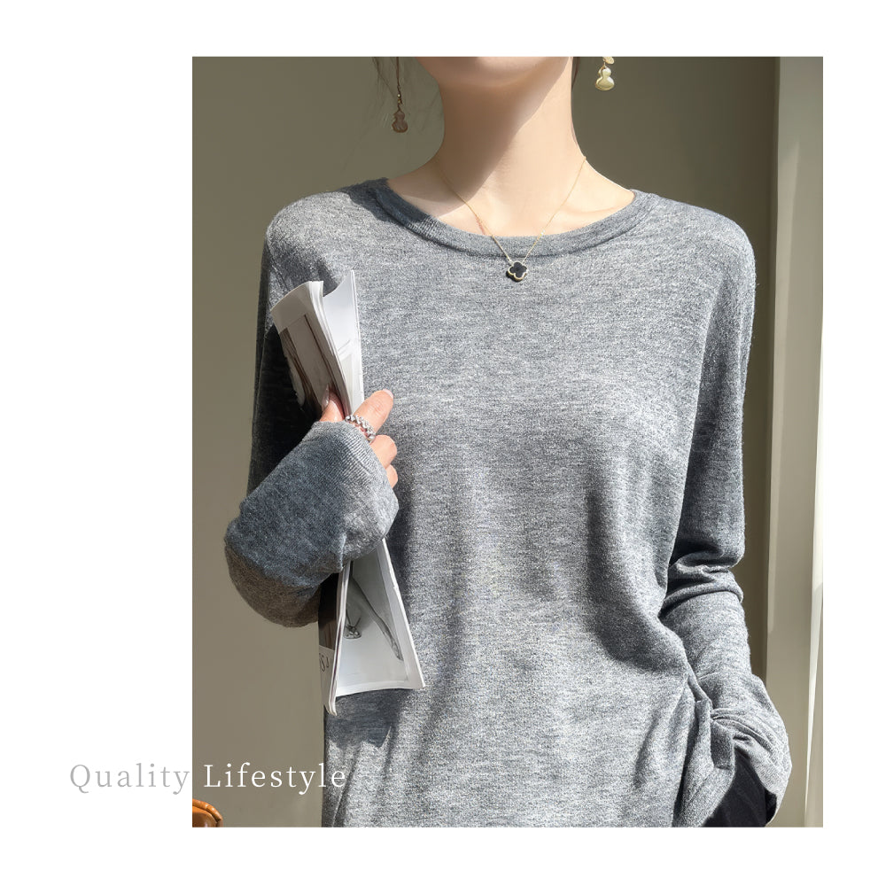 頂級蠶絲時尚長袖上衣