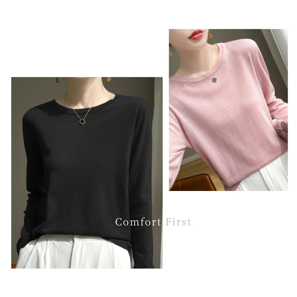 頂級蠶絲時尚長袖上衣