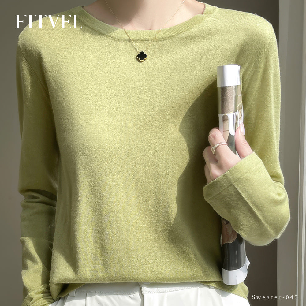 頂級蠶絲時尚長袖上衣