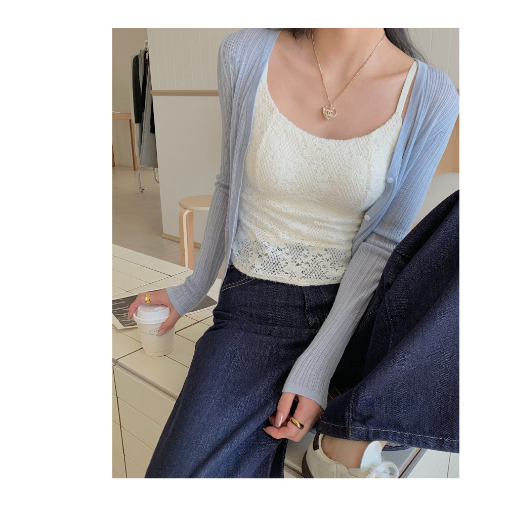 BRATOP 韓版羽毛紗透氣暖感細肩